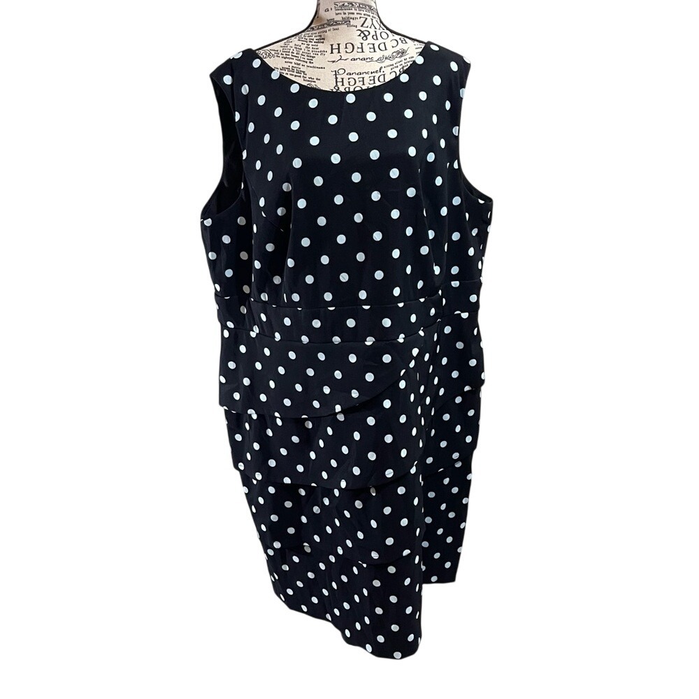 Sabina Black and Blue Polka Dot Midi Dress